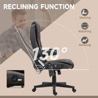 Fauteuil de bureau inclinable pivotant à 360° en cuir PU avec massage par vibrations, chauffage lombaire et hauteur réglable