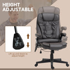 Fauteuil de bureau inclinable pivotant à 360° en cuir PU avec massage par vibrations, chauffage lombaire et hauteur réglable
