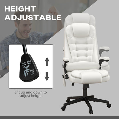 Fauteuil de bureau inclinable pivotant à 360° en cuir PU avec massage par vibrations, chauffage lombaire et hauteur réglable
