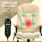 Fauteuil de bureau inclinable pivotant à 360° en cuir PU avec massage par vibrations, chauffage lombaire et hauteur réglable