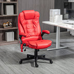 Fauteuil de bureau inclinable pivotant à 360° en cuir PU avec massage par vibrations, chauffage lombaire et hauteur réglable