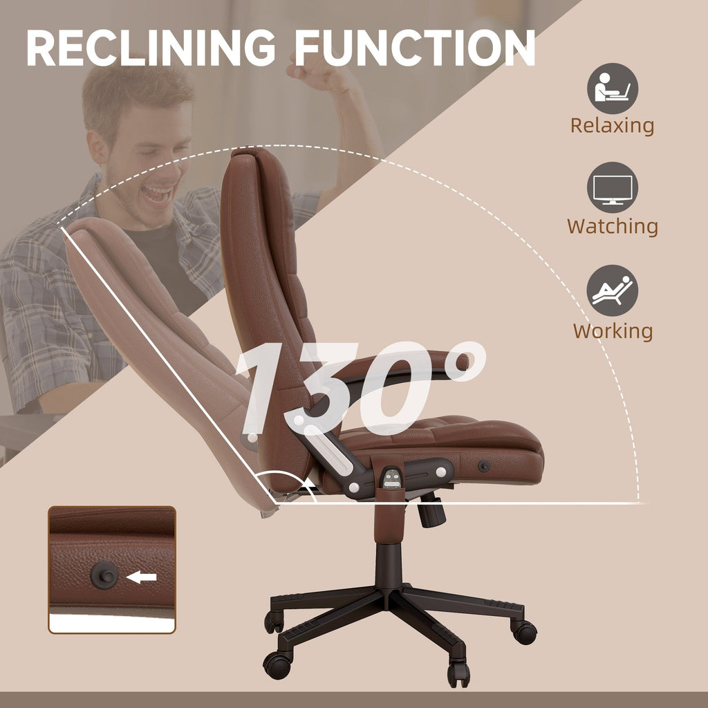 Fauteuil de bureau inclinable pivotant à 360° en cuir PU avec massage par vibrations, chauffage lombaire et hauteur réglable