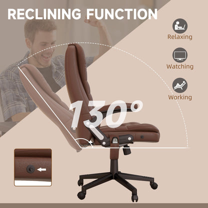 Fauteuil de bureau inclinable pivotant à 360° en cuir PU avec massage par vibrations, chauffage lombaire et hauteur réglable