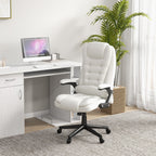 Fauteuil de bureau inclinable pivotant à 360° en cuir PU avec massage par vibrations, chauffage lombaire et hauteur réglable