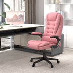 Fauteuil de bureau inclinable pivotant à 360° en cuir PU avec massage par vibrations, chauffage lombaire et hauteur réglable