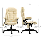 Fauteuil de bureau inclinable pivotant à 360° en cuir PU avec massage par vibrations, chauffage lombaire et hauteur réglable