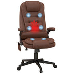 Fauteuil de bureau inclinable pivotant à 360° en cuir PU avec massage par vibrations, chauffage lombaire et hauteur réglable