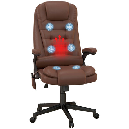 Fauteuil de bureau inclinable pivotant à 360° en cuir PU avec massage par vibrations, chauffage lombaire et hauteur réglable