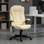 Fauteuil de bureau inclinable pivotant à 360° en cuir PU avec massage par vibrations, chauffage lombaire et hauteur réglable