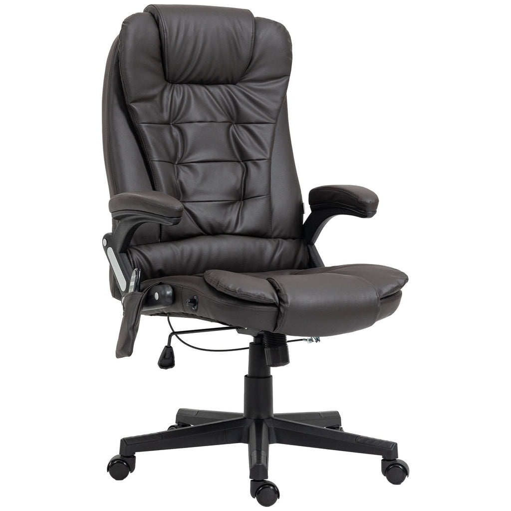 Fauteuil de bureau inclinable pivotant à 360° en cuir PU avec massage par vibrations, chauffage lombaire et hauteur réglable