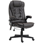 Fauteuil de bureau inclinable pivotant à 360° en cuir PU avec massage par vibrations, chauffage lombaire et hauteur réglable