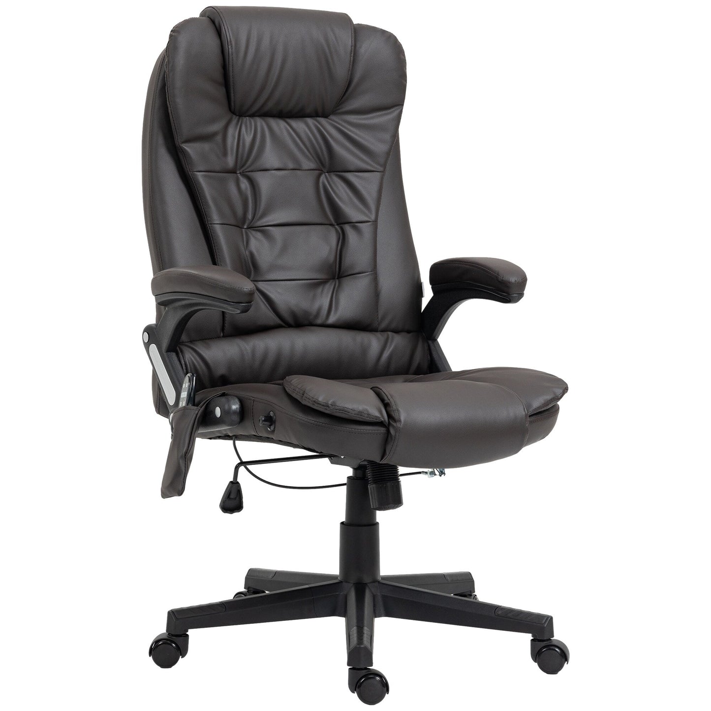 Fauteuil de bureau inclinable pivotant à 360° en cuir PU avec massage par vibrations, chauffage lombaire et hauteur réglable