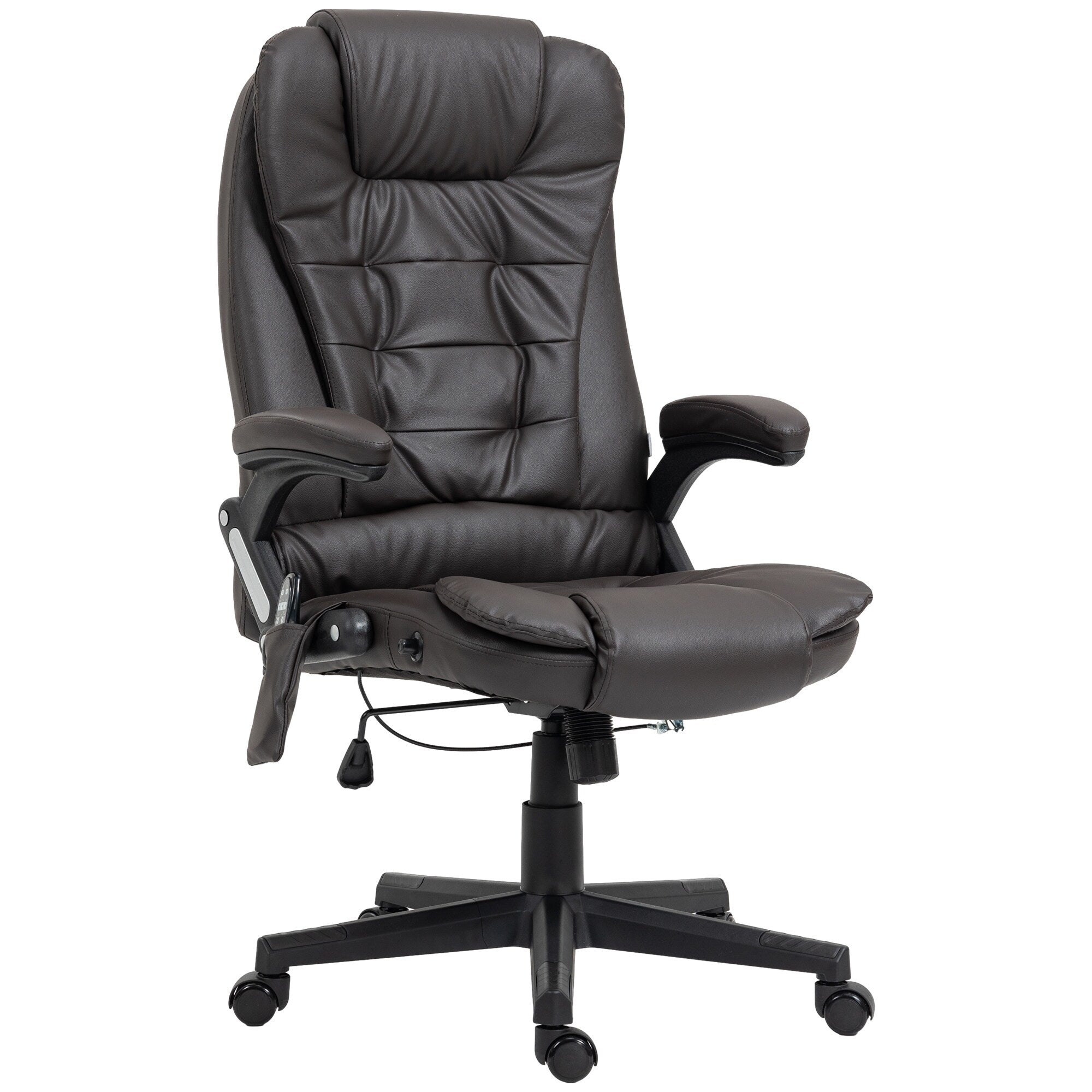 Fauteuil de bureau inclinable pivotant à 360° en cuir PU avec massage par vibrations, chauffage lombaire et hauteur réglable