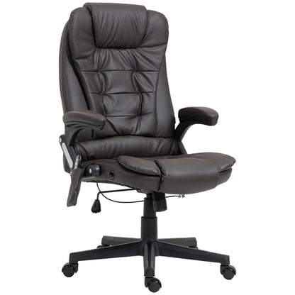 Fauteuil de bureau inclinable pivotant à 360° en cuir PU avec massage par vibrations, chauffage lombaire et hauteur réglable
