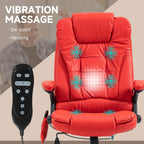 Fauteuil de bureau inclinable pivotant à 360° en cuir PU avec massage par vibrations, chauffage lombaire et hauteur réglable