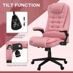 Fauteuil de bureau inclinable pivotant à 360° en cuir PU avec massage par vibrations, chauffage lombaire et hauteur réglable