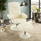 Fauteuil inclinable massant pivotant à 360° en cuir PU avec pouf, siège massant et chauffant