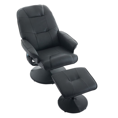 Fauteuil inclinable massant pivotant à 360° en cuir PU avec ottoman, siège massant et chauffant, dossier réglable à 140°