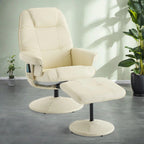 Fauteuil inclinable massant pivotant à 360° en cuir PU avec ottoman, siège massant et chauffant, dossier réglable à 140°
