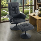 Fauteuil inclinable massant pivotant à 360° en cuir PU avec pouf, siège massant et chauffant