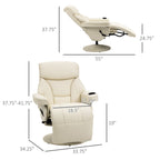 Fauteuil inclinable manuel pivotant à 360° en cuir synthétique avec repose-pieds, porte-gobelet et poche latérale