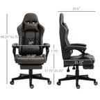 Fauteuil de jeu inclinable pivotant à 360° en cuir PU avec repose-pieds, appui-tête, support lombaire et hauteur réglable