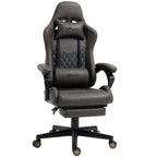 Fauteuil de jeu inclinable pivotant à 360° en cuir PU avec repose-pieds, appui-tête, support lombaire et hauteur réglable