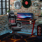 Fauteuil de jeu inclinable pivotant à 360° en cuir PU avec repose-pieds, appui-tête, support lombaire et hauteur réglable