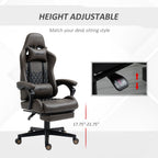 Fauteuil de jeu inclinable pivotant à 360° en cuir PU avec repose-pieds, appui-tête, support lombaire et hauteur réglable