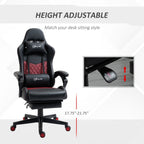 Fauteuil de jeu inclinable pivotant à 360° en cuir PU avec repose-pieds, appui-tête, support lombaire et hauteur réglable