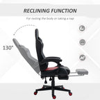 Fauteuil de jeu inclinable pivotant à 360° en cuir PU avec repose-pieds, appui-tête, support lombaire et hauteur réglable