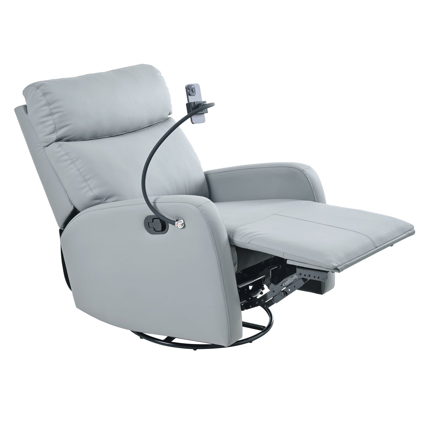 Fauteuil inclinable pivotant à 360° en cuir PU avec support pour téléphone