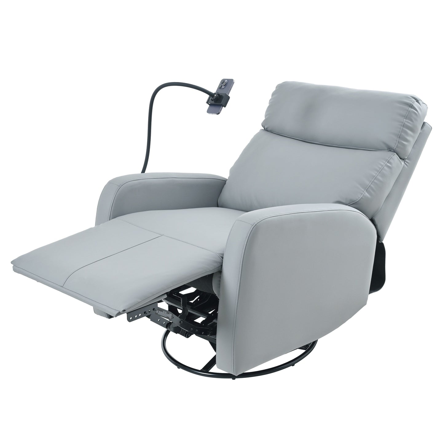 Fauteuil inclinable pivotant à 360° en cuir PU avec support pour téléphone