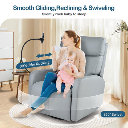 Fauteuil inclinable pivotant à 360° en cuir PU avec support pour téléphone