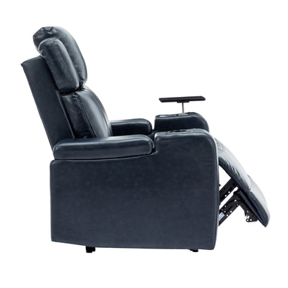 Fauteuil de massage en cuir PU avec porte-gobelet, haut-parleur Bluetooth et ports USB Fauteuil inclinable pour cinéma maison avec plateau