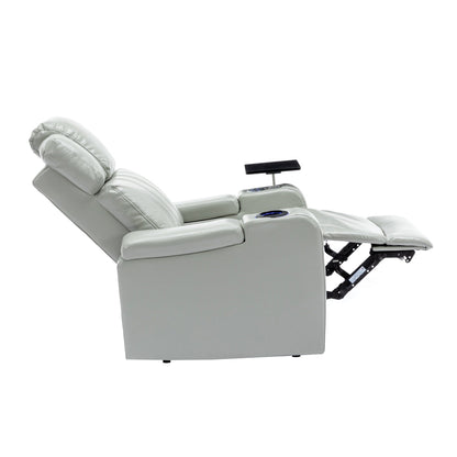 Fauteuil de massage en cuir PU avec porte-gobelet, haut-parleur Bluetooth et ports USB Fauteuil inclinable pour cinéma maison avec plateau