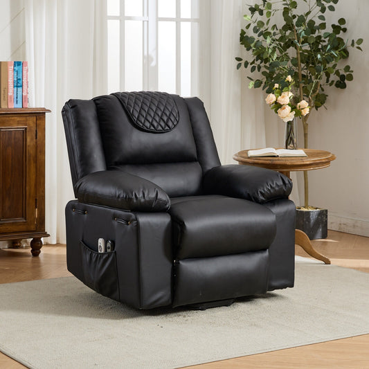 Fauteuil inclinable électrique en cuir PU avec releveur et massage, télécommande, siège large, confort pour personnes âgées