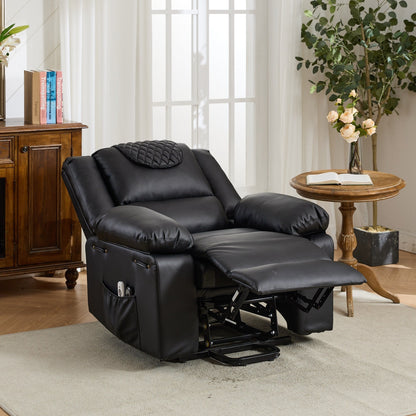 Fauteuil inclinable électrique en cuir PU avec releveur et massage, télécommande, siège large, confort pour personnes âgées