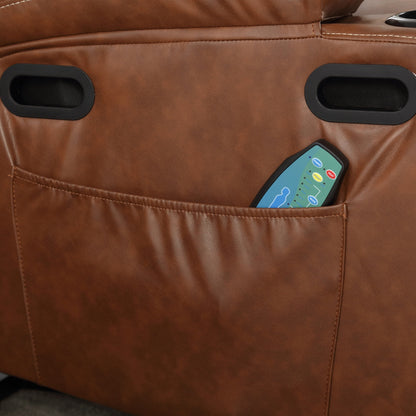 Fauteuil inclinable électrique en cuir PU avec massage, chauffage et porte-gobelets