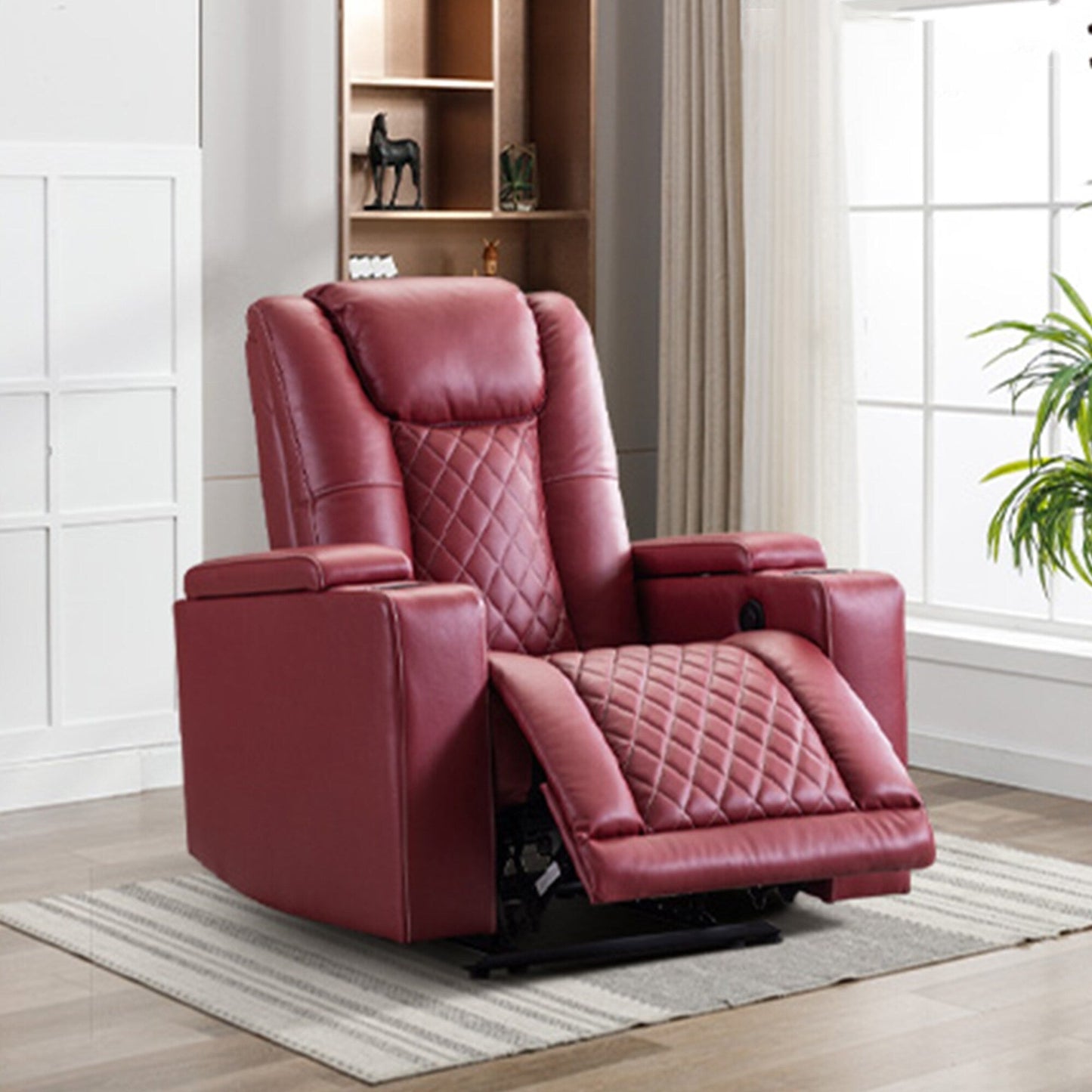 Fauteuil inclinable électrique en cuir PU pour home cinéma avec porte-gobelet et port USB