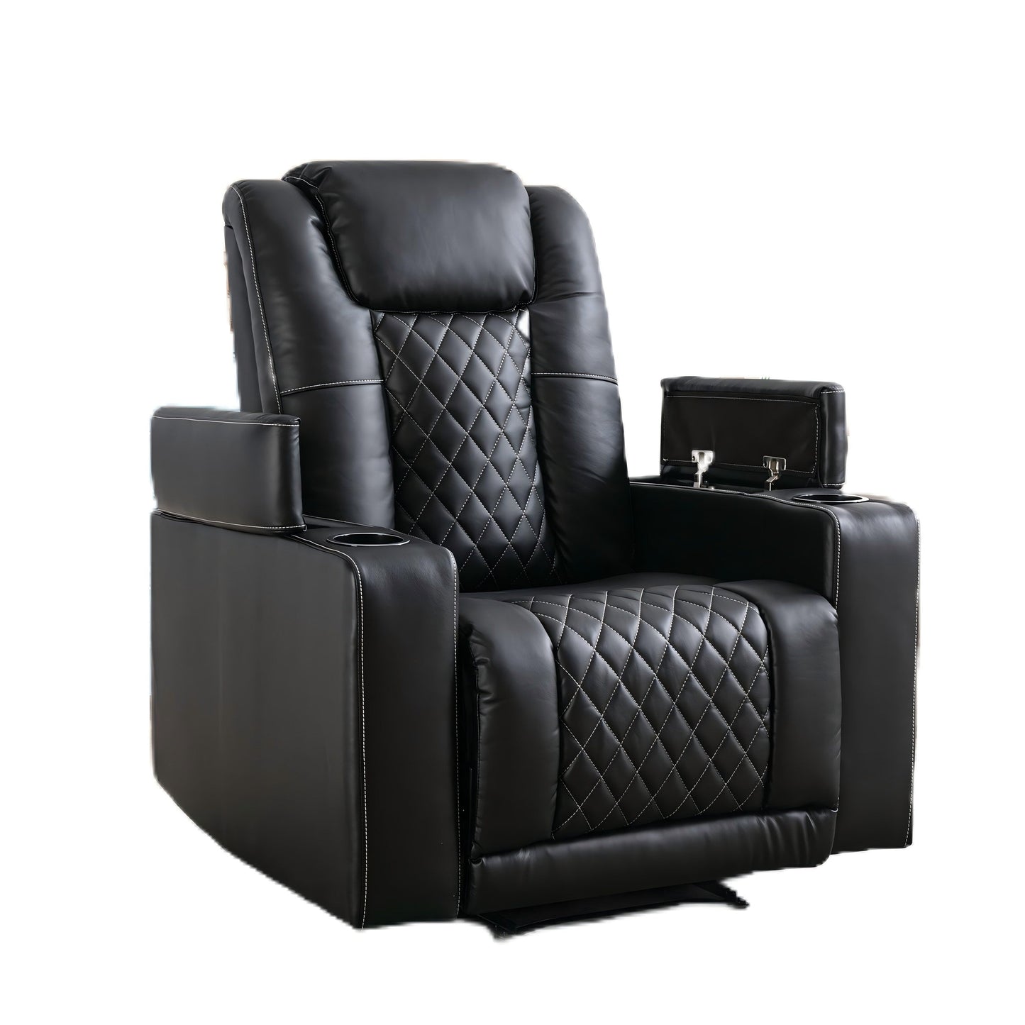 Fauteuil inclinable électrique en cuir PU pour home cinéma avec porte-gobelet et port USB