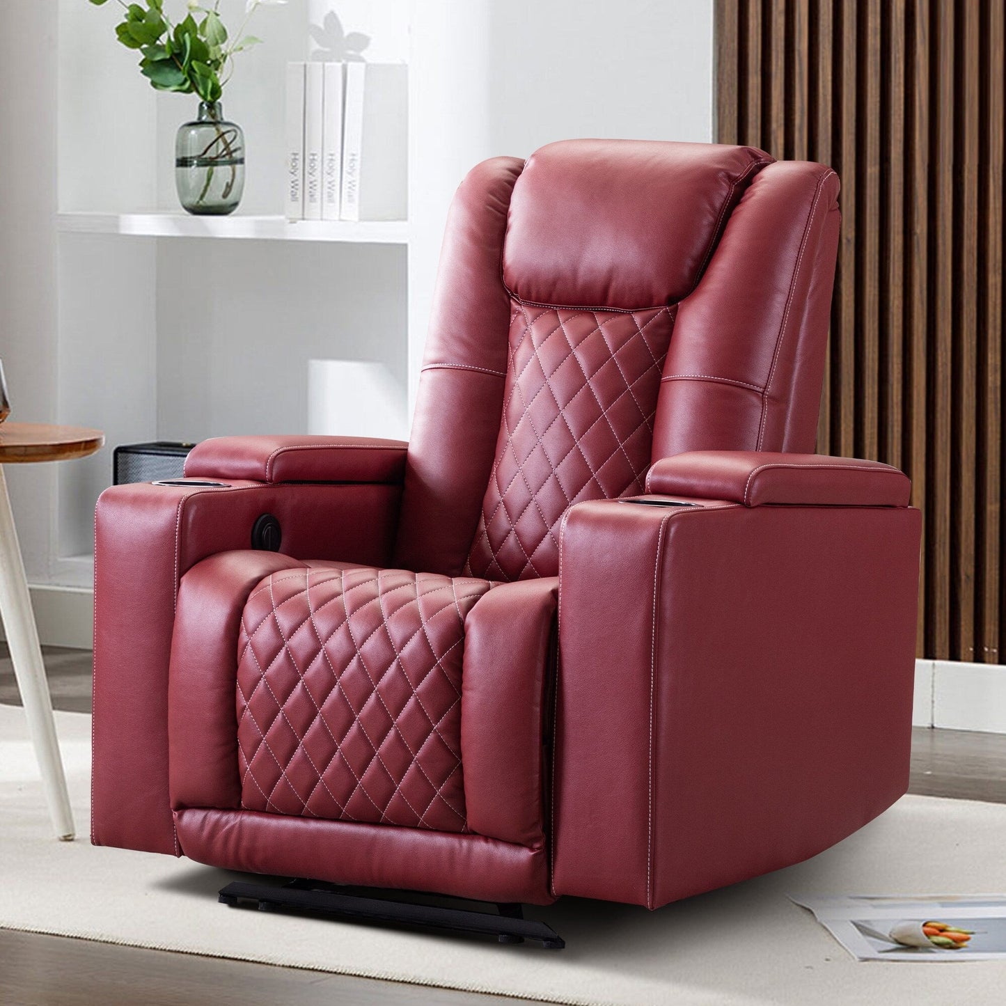 Fauteuil inclinable électrique en cuir PU pour home cinéma avec porte-gobelet et port USB