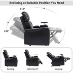 Fauteuil inclinable électrique en cuir synthétique, siège individuel, pour home cinéma, avec porte-gobelet rafraîchissant, haut-parleur Bluetooth, lumières LED et ports USB
