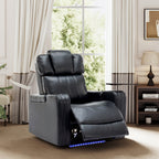 Fauteuil inclinable électrique en cuir synthétique, siège individuel, pour home cinéma, avec porte-gobelet rafraîchissant, haut-parleur Bluetooth, lumières LED et ports USB