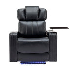 Fauteuil inclinable électrique en cuir synthétique, siège individuel, pour home cinéma, avec porte-gobelet rafraîchissant, haut-parleur Bluetooth, lumières LED et ports USB