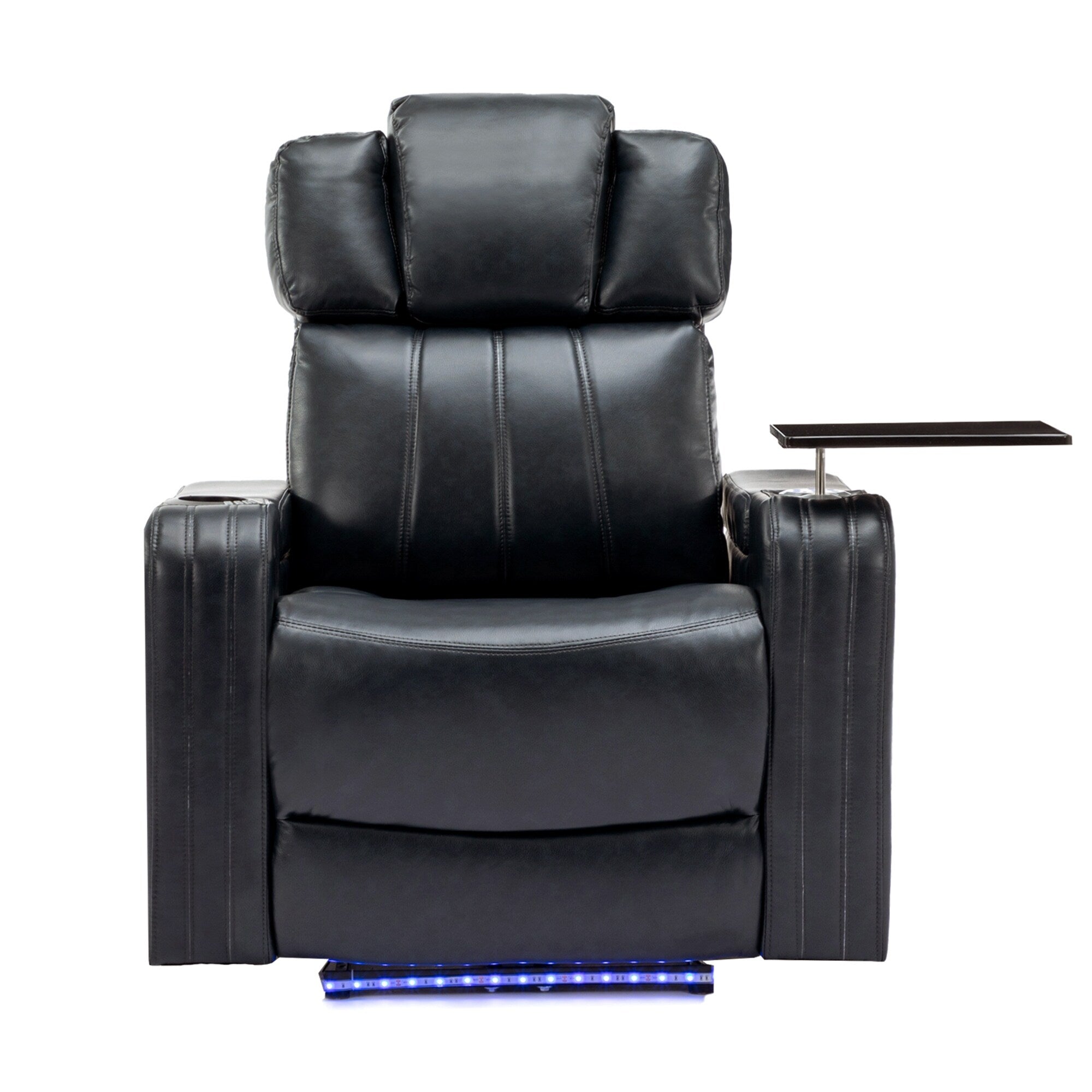 Fauteuil inclinable électrique en cuir synthétique, siège individuel, pour home cinéma, avec porte-gobelet rafraîchissant, haut-parleur Bluetooth, lumières LED et ports USB