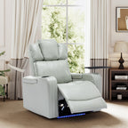 Fauteuil inclinable électrique en cuir synthétique, siège individuel, pour home cinéma, avec porte-gobelet rafraîchissant, haut-parleur Bluetooth, lumières LED et ports USB