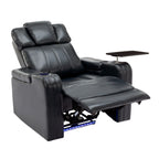Fauteuil inclinable électrique en cuir synthétique, siège individuel, pour home cinéma, avec porte-gobelet rafraîchissant, haut-parleur Bluetooth, lumières LED et ports USB