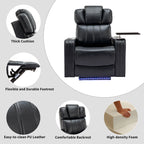 Fauteuil inclinable électrique en cuir synthétique, siège individuel, pour home cinéma, avec porte-gobelet rafraîchissant, haut-parleur Bluetooth, lumières LED et ports USB