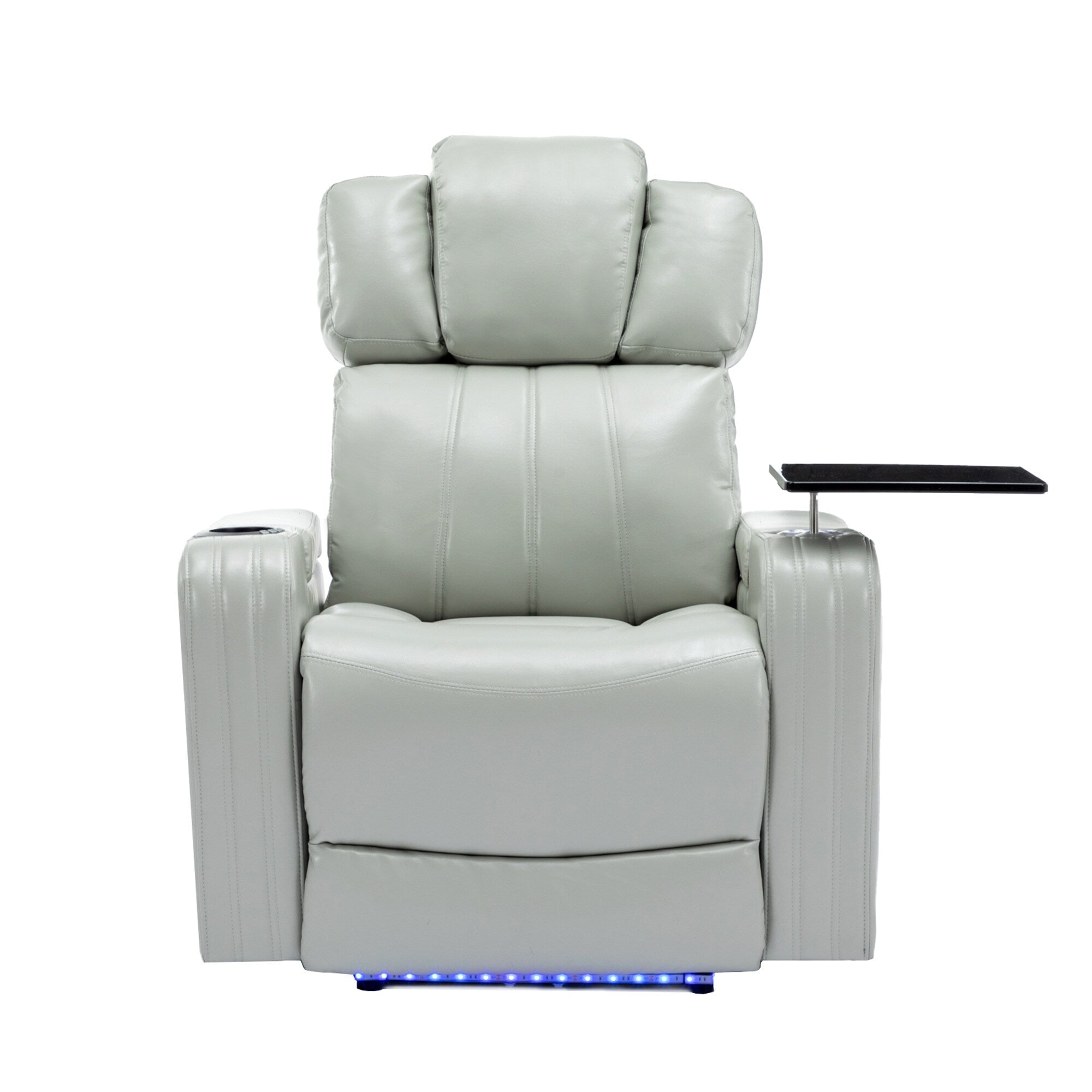 Fauteuil inclinable électrique en cuir synthétique, siège individuel, pour home cinéma, avec porte-gobelet rafraîchissant, haut-parleur Bluetooth, lumières LED et ports USB